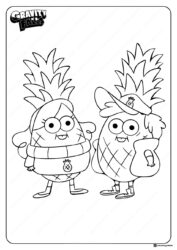 Pineapple Dipper and Mabel Coloring Page
