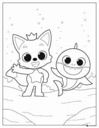 Pinkfong and Baby Shark coloring page underwater scene
