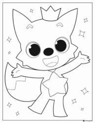 Pinkfong coloring page fox character with a crown and stars