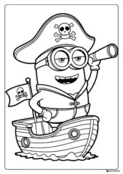 Pirate Minion in Boat Coloring Sheet