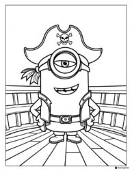 Pirate Minion on Ship Deck Coloring Page