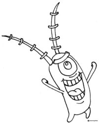 Plankton Coloring Page with a wide happy grin