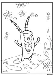 Plankton Coloring Page with big smile