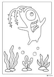 Plankton Coloring Sheet with open mouth