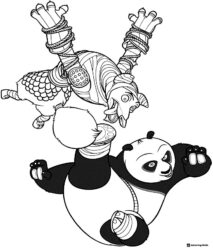 Po and Kai fighting Kung Fu Panda Coloring Page
