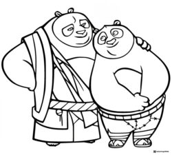 Po and Li Shan hugging coloring page