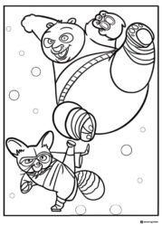 Po and Master Shifu sparring coloring page
