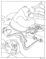 Po and Tigress Kung Fu Panda Coloring Page running