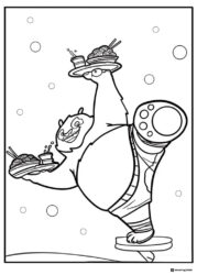 Po balancing food Kung Fu Panda Coloring Sheet