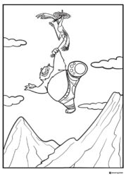 Po being carried by Crane coloring sheet