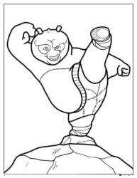 Po doing a high kick Kung Fu Panda Coloring Sheet