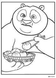 Po eating dumplings from Kung Fu Panda Coloring Page