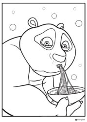 Po eating noodles coloring page