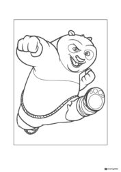 Po in mid air flying kick coloring page