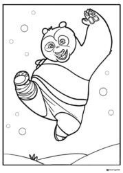 Po jumping in Kung Fu Panda Coloring Page