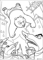 Po jumping over wolves Kung Fu Panda Coloring Page