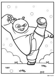 Po kicking in Kung Fu Panda Coloring Page