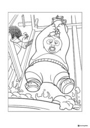 Po on a moving training obstacle coloring page