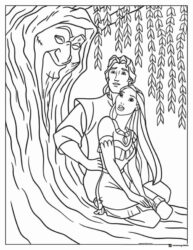 Pocahontas and John Smith by Tree Coloring Page
