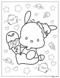 Pochacco Eating Ice Cream Coloring Page