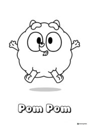 Pom Pom Coloring Sheet Jumping with Arms and Legs Spread