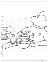 Pompompurin Coloring Page baking with a mixer