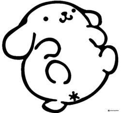 Pompompurin Coloring Page on its back showing its behind