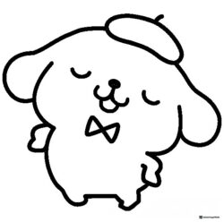 Pompompurin Coloring Page with a bowtie and closed eyes