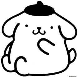 Pompompurin Coloring Page with black beret