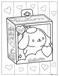 Pompompurin Coloring Page with two small friends and stars
