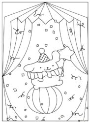Pompompurin Coloring Sheet at a circus with confetti