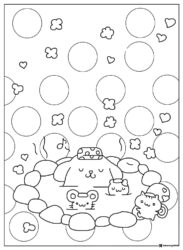 Pompompurin Coloring Sheet bathing with friends