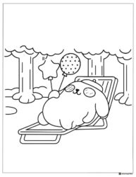 Pompompurin Coloring Sheet relaxing on a lounge chair