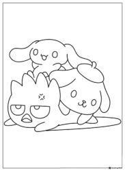 Pompompurin Coloring Sheet with Cinnamoroll and an angry friend