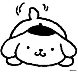Pompompurin Coloring Sheet with wiggling ears laying down