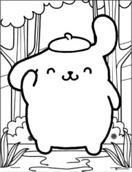 Pompompurin coloring page in forest