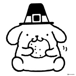 Pompompurin coloring sheet eating a cookie