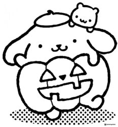 Pompompurin on a pumpkin coloring sheet