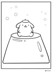 Pompompurin on pudding coloring page