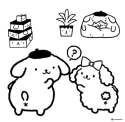 Pompompurin sticker sheet with various poses