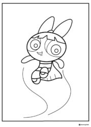 Powerpuff Girl Coloring Page Jumping Happily