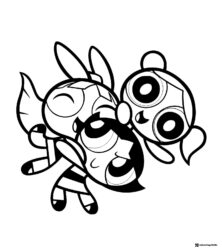 Powerpuff Girls Coloring Page Group Hug