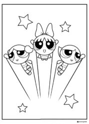 Powerpuff Girls Coloring Page with Stars