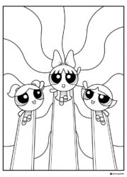 Powerpuff Girls Coloring Page with Wavy Lines