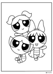 Powerpuff Girls Coloring Sheet Group Pose