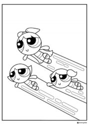 Powerpuff Girls Coloring Sheet Speeding