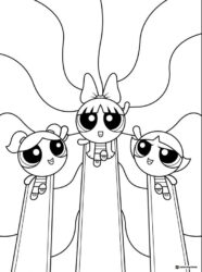 Powerpuff Girls Coloring Sheet with Wavy Background