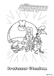 Powerpuff Girls Villains Coloring Page with Professor Utonium text