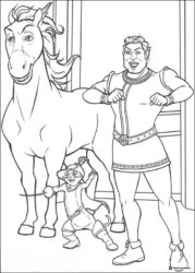 Prince Charming Donkey and Puss in Boots coloring sheet