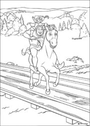 Prince Charming Puss in Boots and Donkey on a bridge